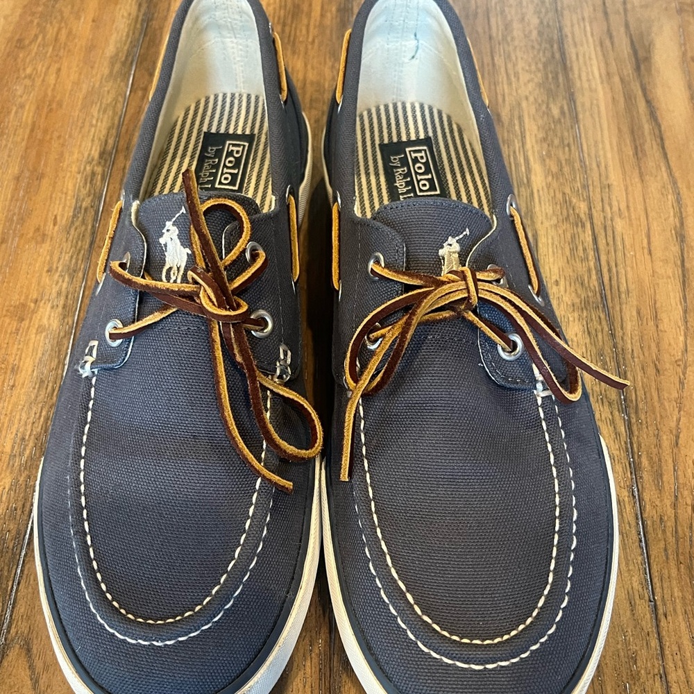 Polo by Ralph Lauren Blue Boat Shoes with Suede Material and Slip-On Style